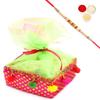 Ghasitaram Gifts Rakhi Gifts for Brothers Colourful Roasted Almond Sugafree Chocolates Pouch with Pearl Rakhi view 1
