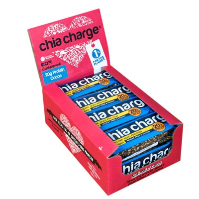 Chia Charge vegan protein bar,palm oil, dairy & gluten free, high protein vegan snacks - 20g plant powered protein per bar - Pack of 10 Cocoa