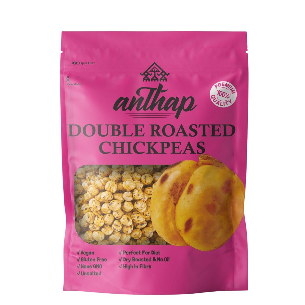 Anthap Yellow Double Roasted Chickpeas, Unsalted, No Oil, Perfectly Double Roasted, Golden Yellow Chickpeas, Vegan & Gluten-Free, High in Protein & Fiber, Low-Calorie, 1kg