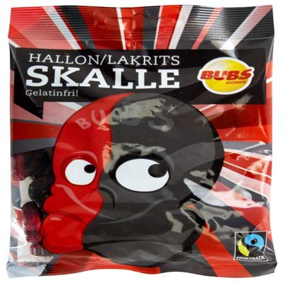 Bubs Raspberry Liquorice Skulls (90g) (Set of Nine)