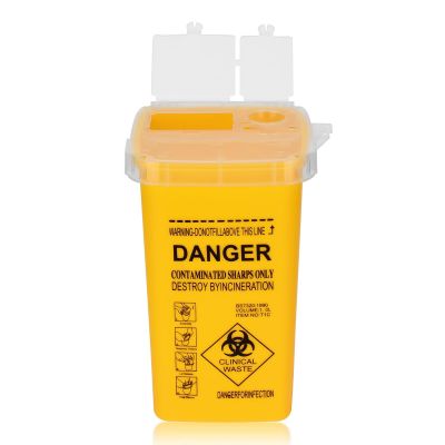 Sharp Container, ATOMUS 1L Tattoo Plastic Sharp Container Tattoo Medical Disposal Biohazard Needle Waste Box Safe Lock Container Tattoo Supplies (1pc yellow)