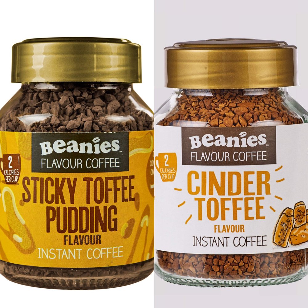 Beanies Instant Flavoured Coffee 50g(Sticky Toffee Pudding & Cinder Toffee)