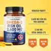 Triple Strength Omega 3 Fish Oil 3600 mg | EPA & DHA | Over 2100mg Omega-3 Fatty Acids | 1300mg EPA + 860mg DHA | Best Essential Fatty Acids | Premium Wild Caught & Burpless Fish Oil | 180 Ct view 3