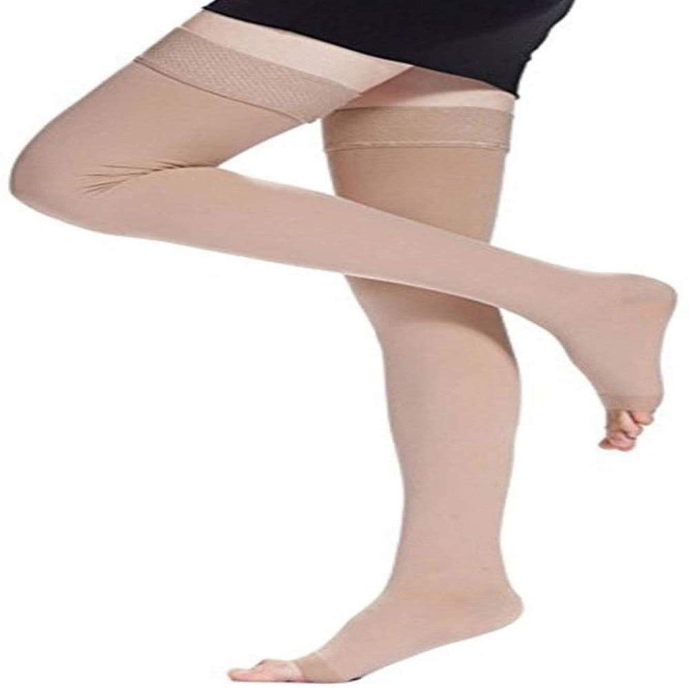 4 PCS Thigh High Compression Stockings for Varicose Veins | Compression Stockings | Effective Relief from Tightness & Muscle Soreness | Promote Venous Blood Flow | for Men & Women (Beige)