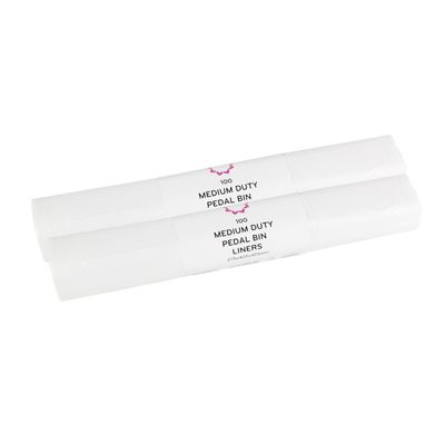 15L Swing Bin/Pedal Bin Liners/Bin Bags - White - 2 Rolls of 100 bags (200 bags total)