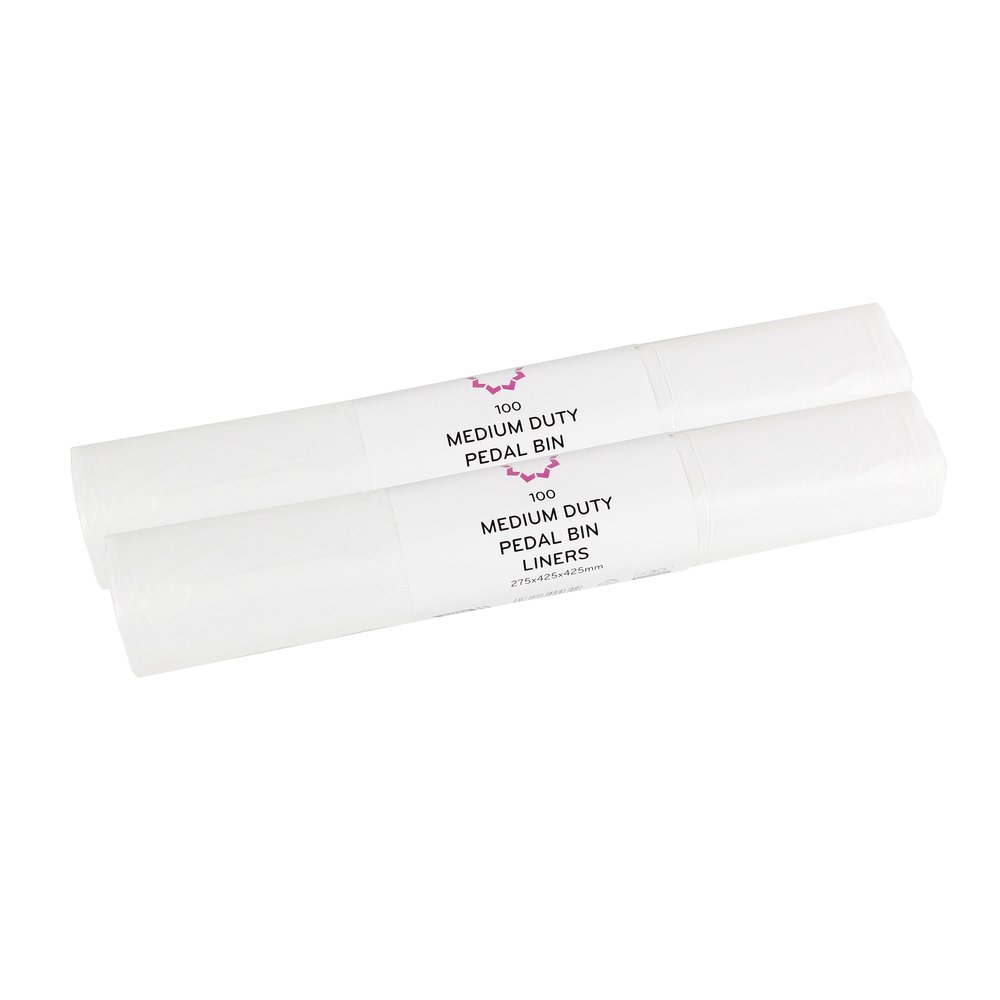 15L Swing Bin/Pedal Bin Liners/Bin Bags - White - 2 Rolls of 100 bags (200 bags total)