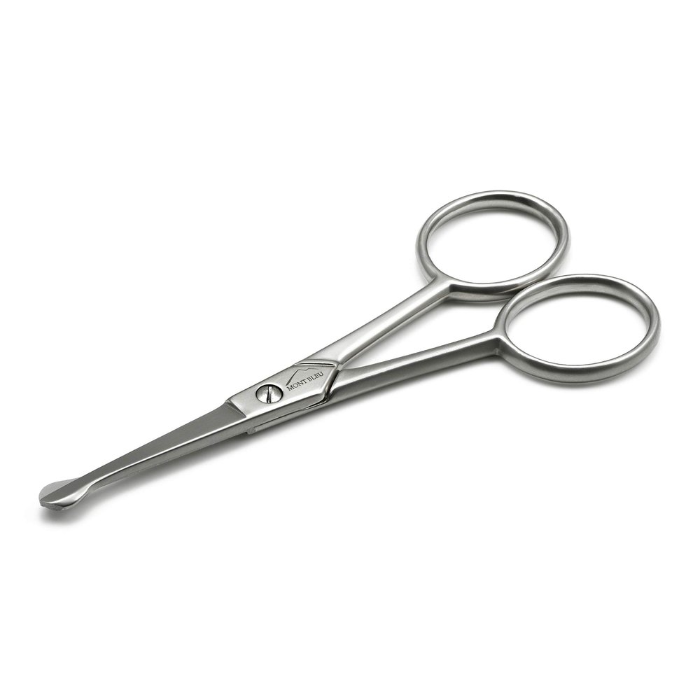 Mont Bleu Ear & Nose Hair Scissors, Straight Blades, Carbon Steel, Made in Italy