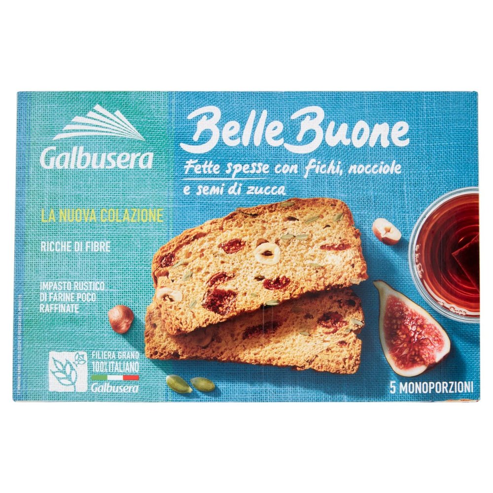 Galbusera BelleBuone Italian Thick Toast with Figs, Hazelnuts and Pumpkin Seeds 10 Count