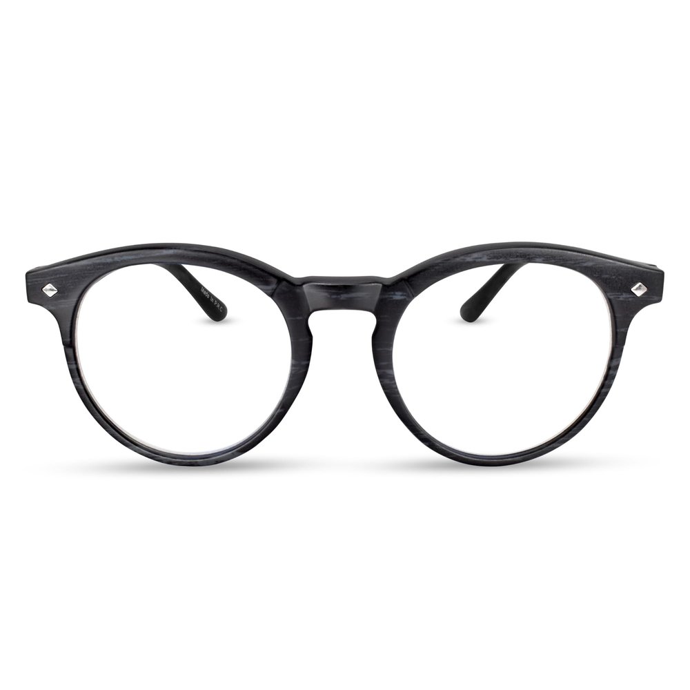 2SeeLife Large Round TR-90 Reading Glasses for Men & Women Medium-Large Fit, Durable, Spring Hinges, Blue Light Readers, Black, +1.25
