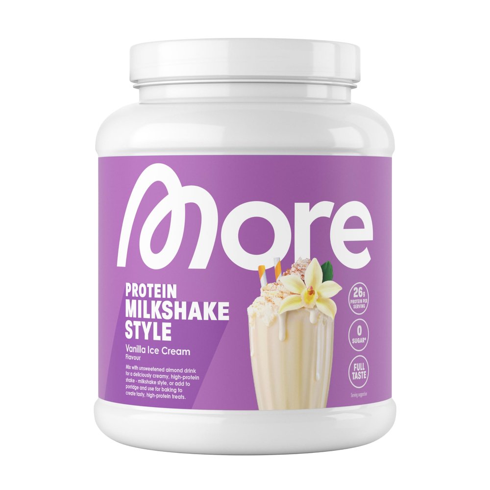 More Protein Whey Casein Protein Powder, Vanilla Ice Cream, 600 g, 1.32 lbs, 20 Servings - with Lactase