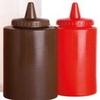 Pair of 8oz RED & Brown Sauce Bottles Approx. 19cm x 5cm (90223) view 1