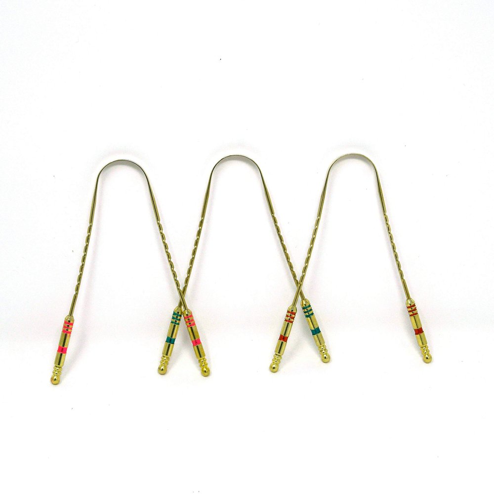 100% Brass Tongue Cleaner with Brass Pipe Handles, Rustproof Brass Tongue Scrapper for Bad Breath Removal, New Design