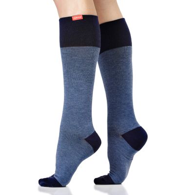 VIM & VIGR Cotton 20-30 mmHg Medical Grade Compression Socks (Navy Heathered, Small/Medium Wide Calf (4))