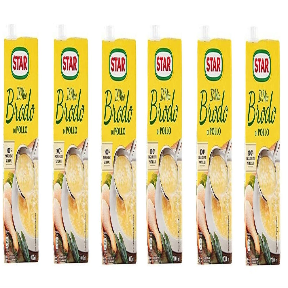 6X Star brodo Pollo Broth Liquid Chicken Ready Meals 1Lt
