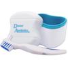Denture Bath & Brush ~ Storage Container for Soaking Dentures, Brush with Double Bristle Head (Blue Bath) view 1