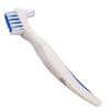 Denture Bath & Brush ~ Storage Container for Soaking Dentures, Brush with Double Bristle Head (Blue Bath) view 2