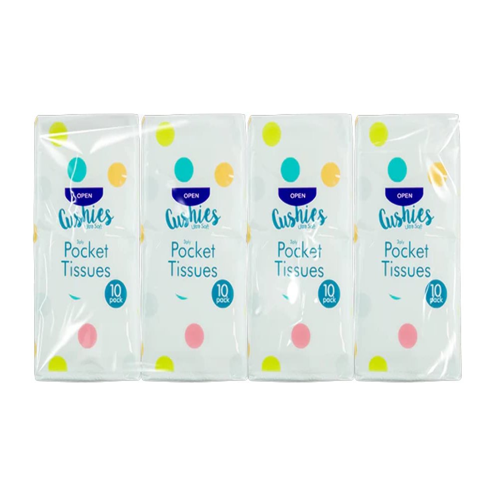 8X Packs Cushies 3ply Soft Pocket Tissues/Napkins (10 Tissues per Pack)'
