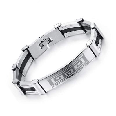 WANGLXTC Fine Bracelet Titanium Steel Silicone Bracelet Bangle Stylish Bracelet, Gift for Birthday Couple Valentines Day for Boyfriend, Father, Husband Unisex, A