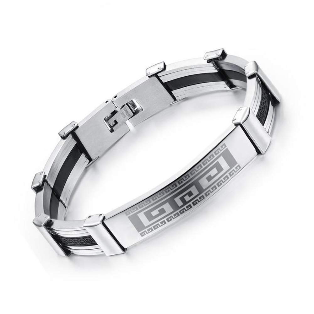 WANGLXTC Fine Bracelet Titanium Steel Silicone Bracelet Bangle Stylish Bracelet, Gift for Birthday Couple Valentines Day for Boyfriend, Father, Husband Unisex, A