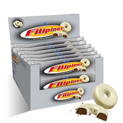 Filipinos Biscuit Dipped with White Chocolate 128g [Pack 12] - Perfect combination between authentic white milk chocolate and crunchy biscuit.