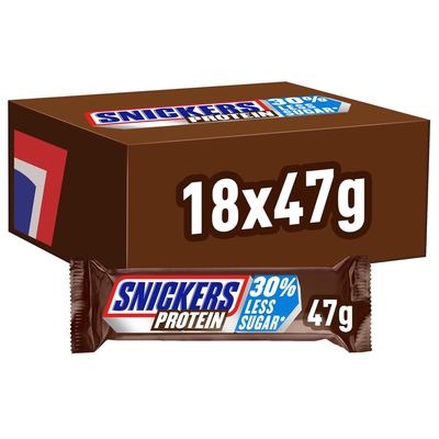 Snickers Chocolate Protein Bars, Peanut Butter, Caramel & Milk Chocolate Bulk Box, 18 x 47g, Ideal for Gift, Snacks or Hamper