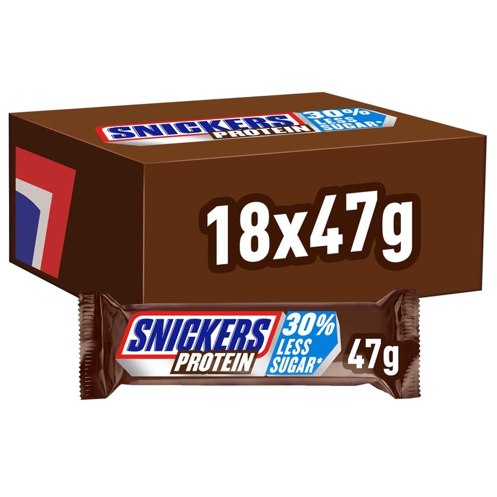 Snickers Chocolate Protein Bars, Peanut Butter, Caramel & Milk Chocolate Bulk Box, 18 x 47g, Ideal for Gift, Snacks or Hamper