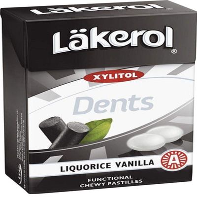 12 Boxes x 85g of Lkerol Dents Liquorice Vanilla - Original - Swedish - Sugar Free - Xylitol - Pastilles - Lozenges - Dragees - Drops - Candies - Sweet