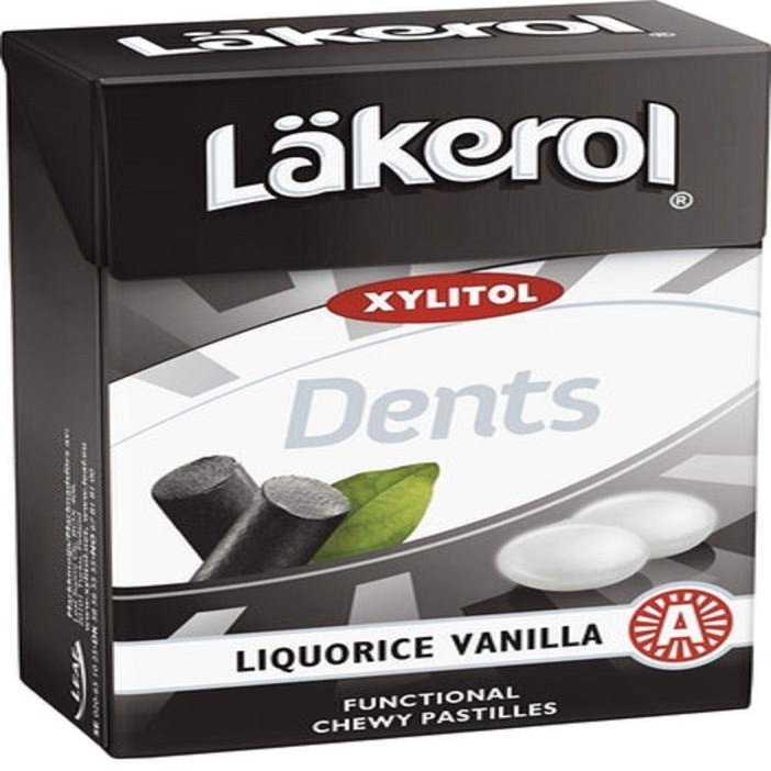 12 Boxes x 85g of Lkerol Dents Liquorice Vanilla - Original - Swedish - Sugar Free - Xylitol - Pastilles - Lozenges - Dragees - Drops - Candies - Sweet