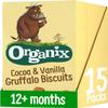 Organix Cocoa & Vanilla Gruffalo Biscuits, Organic Toddler Snacks, 12+ Months, Multipack, 5 x 20 g Bags Per Box (3 Boxes Total) view 1