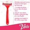 6pk Womens Triple Blade Ultra Razors | Three Razor Blade Design System | Womens Reusable Razors with Rubber Handles and Texture Grips by Velis view 2