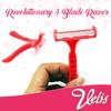 6pk Womens Triple Blade Ultra Razors | Three Razor Blade Design System | Womens Reusable Razors with Rubber Handles and Texture Grips by Velis view 3