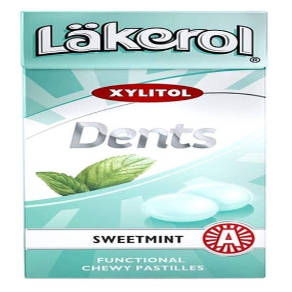 24 Boxes x 36g of Lkerol Dents Sweetmint - Original - Swedish - Sugar Free - Xylitol - Pastilles - Lozenges - Dragees - Drops - Candies - Sweets