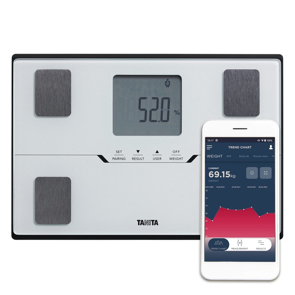 TANITA BC-401 Smart Scales for Body Weight and Fat | Compact Body Composition Scales with Bluetooth App | Family Digital Bathroom Scales for Fitness Tracking, BMR & Metabolic Age  White