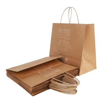 10 x Kraft Paper Bags Food Takeaway Party Bags Lunch Carrier Bag with Twisted Handles Large Gift Bags Bakery Cafe Take-Out Bags Paper Packing Bag for Party Uses, Bread, Cake, Food, Sandwich, Shopping