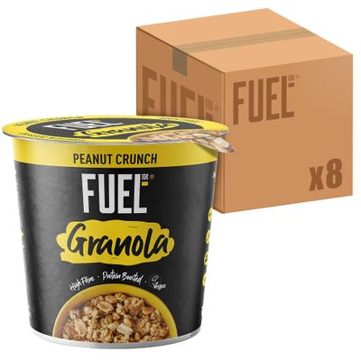 FUEL10K Peanut Crunch Protein Granola Cereal Pot, 70 g (Pack of 8)
