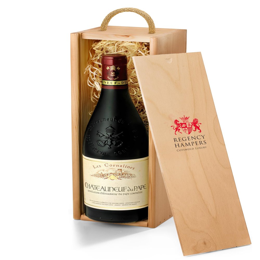 Chateauneuf Du Pape Gift Box - Luxury Red Wine in Wooden Box - Fine Wine Gifts for Him & Her, from Regency Hampers