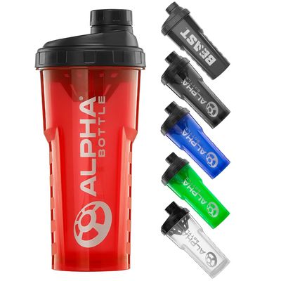 Alpha Designs Protein Shaker Bottle 750ml - 0.75L Gym Bottle for Protein Shakes - Leakproof Screw Cap - Red
