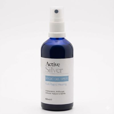 Active Silver Magic Gel Spray 100ml with Colloidal Silver and Aloe Vera, Bottle with Atomiser Spray for Each Application, Produced in The UK, for use in The Home or Ideal for Travel