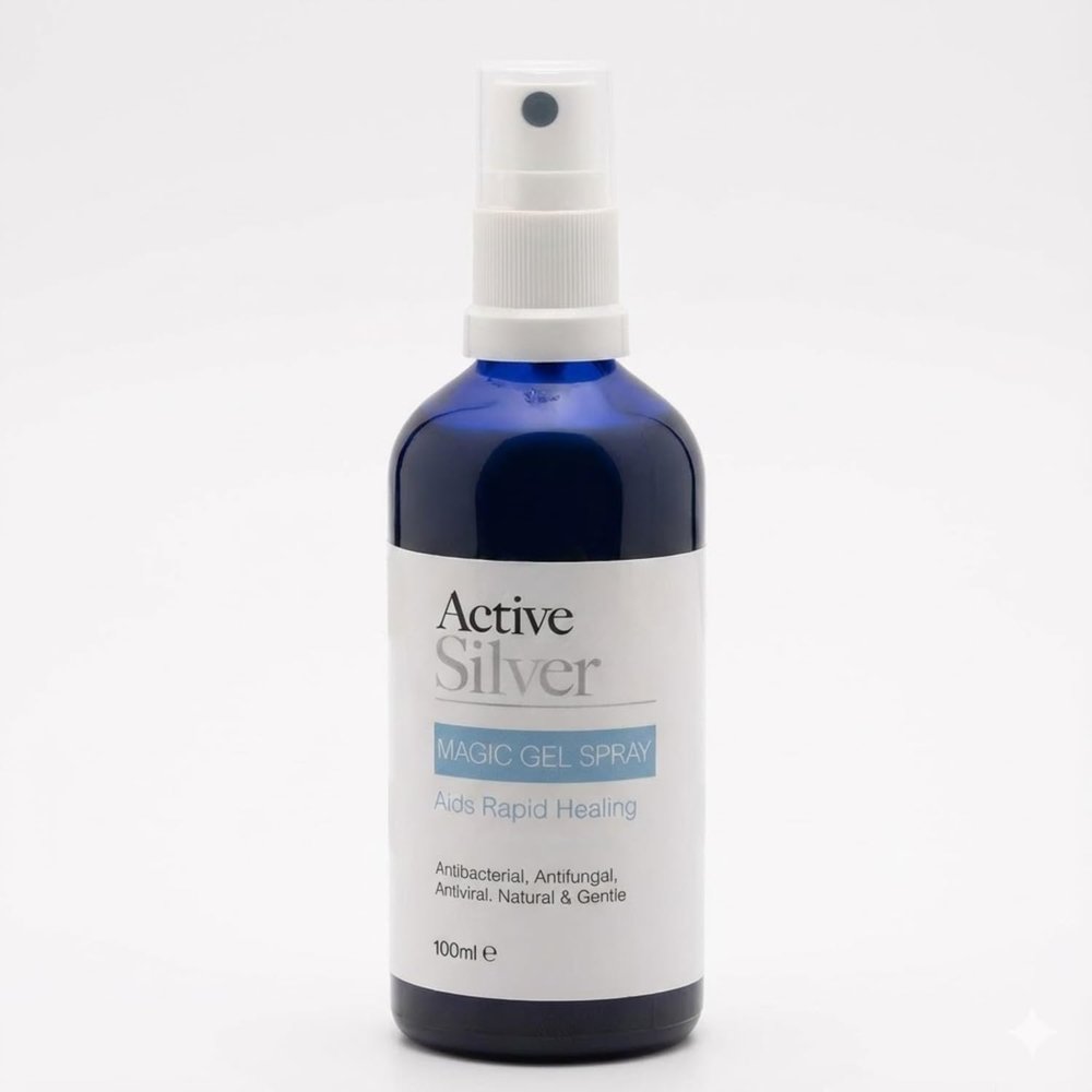 Active Silver Magic Gel Spray 100ml with Colloidal Silver and Aloe Vera, Bottle with Atomiser Spray for Each Application, Produced in The UK, for use in The Home or Ideal for Travel