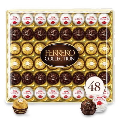Ferrero Collection Premium Gourmet Assorted Hazelnut Milk Chocolate, Dark Chocolate and Coconut, 48 Count