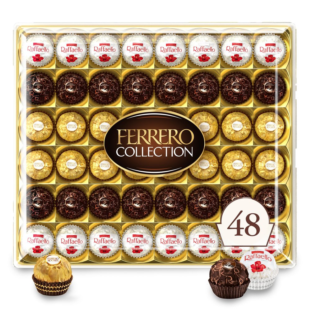 Ferrero Collection Premium Gourmet Assorted Hazelnut Milk Chocolate, Dark Chocolate and Coconut, 48 Count