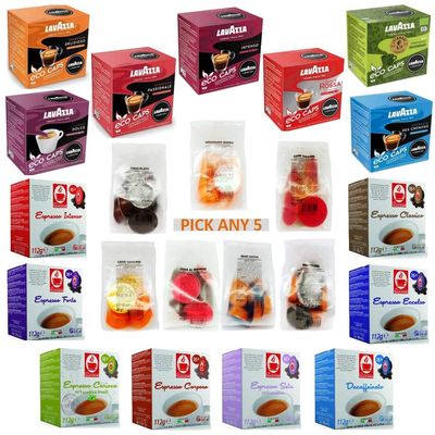 5 Packs Of Espresso Pods For Lavazza a Modo Mio Coffee Machines. Choose From Both Original Lavazza And Compatible Capsules