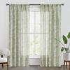 Fmfunctex Green-White Sheer Curtains for Living-Room 84" Long Blossom Print on Flax Linen Blend Window Curtain Panels 50" w x 2 Pc, Sage Rod Pocket view 2