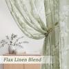 Fmfunctex Green-White Sheer Curtains for Living-Room 84" Long Blossom Print on Flax Linen Blend Window Curtain Panels 50" w x 2 Pc, Sage Rod Pocket view 4