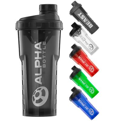 Alpha Designs Protein Shaker Bottle 750ml - 0.75L Gym Bottle for Protein Shakes - Leakproof Screw Cap - Black