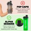 Alpha Designs Protein Shaker Bottle 750ml - 0.75L Gym Bottle for Protein Shakes - Leakproof Screw Cap - Black view 2