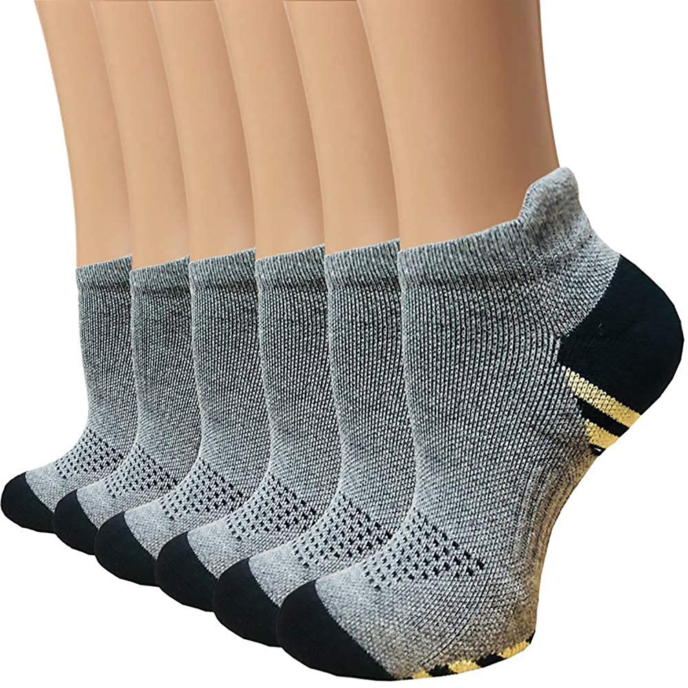 Copper Compression Socks Women and Men 6 Pairs - Circulation Arch Support Plantar Fasciitis Running Ankle Socks