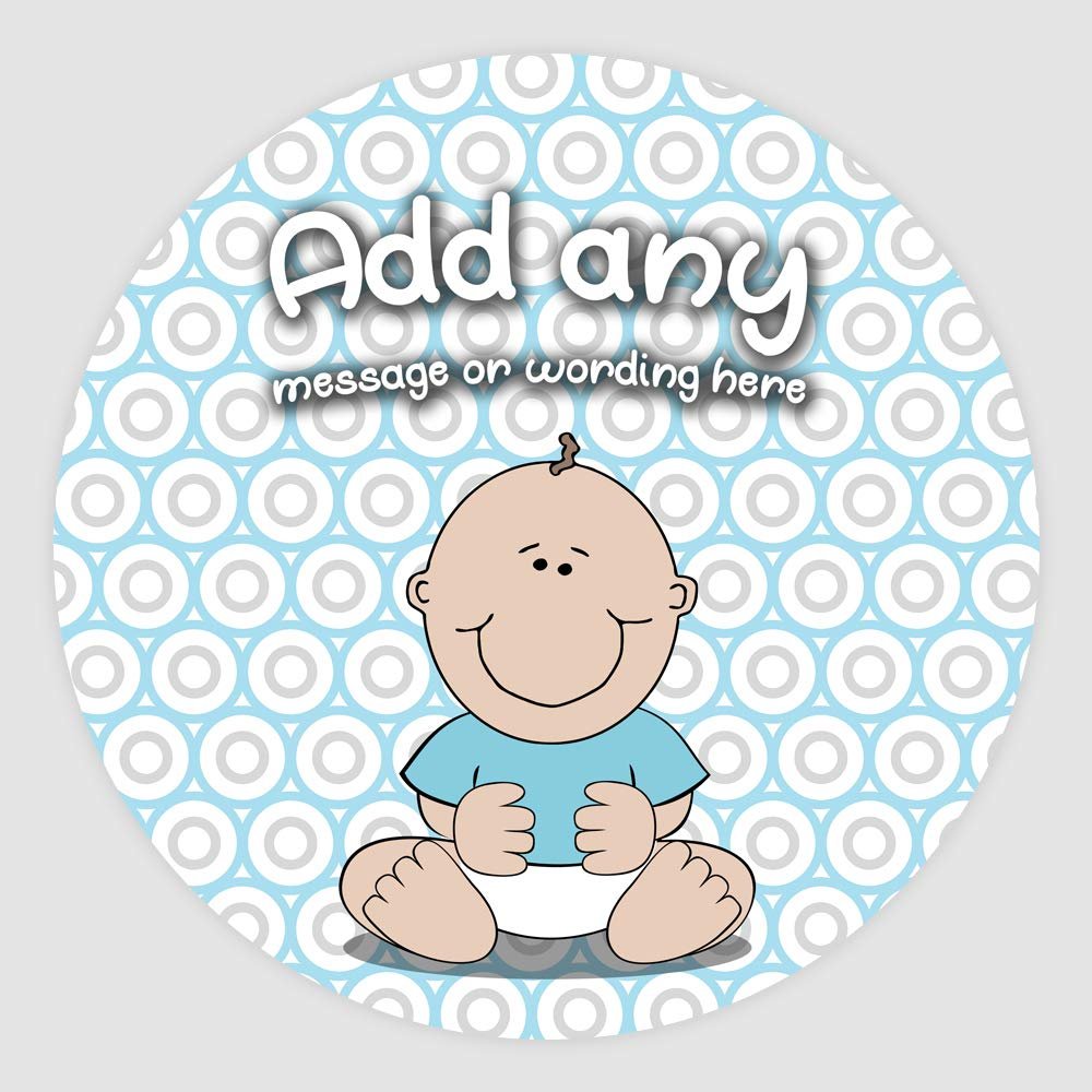 20 x Baby Boy Wallpapers 5cm Personalised Edible Cupcake Toppers on Premium Icing