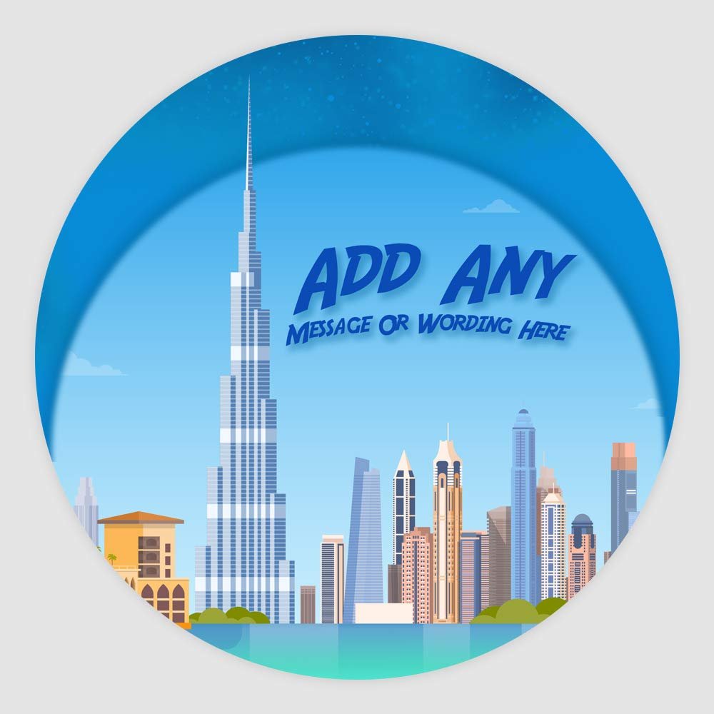 Dubai Burj Khalifa 7.5 Inch (19cm) Personalised Edible Cake Topper on Premium Icing
