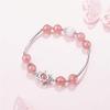 1 piece bracelet ladies girls silver 925 fashion happy pink crystal beads with stars bangle charm bracelets jewellery Christmas gift for women mom daughter view 2